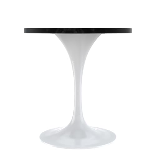 LeisureMod Verve Modern Round Dining Table,Tabletop with Pedestal Base, Contemporary Kitchen & Dining Room Table, Mid-Century Breakfast Nook Table (White Base, Black Marble) - color: Black Wood, size: 27 inch Wide