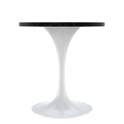 LeisureMod Verve Modern Round Dining Table,Tabletop with Pedestal Base, Contemporary Kitchen & Dining Room Table, Mid-Century Breakfast Nook Table (White Base, Black Marble) - color: Black Wood, size: 27 inch Wide