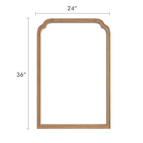 Wood Bathroom Mirrors for Wall Mounted, 24" x 36" Rustic Wood Frame Wall Mirrors Decorative for Living Room or Bedroom Vanity Mirror (Honey-Colored) - color: Honey B, size: 36"L x 24"W
