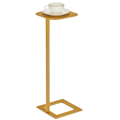 Modern Stable C Table End Table, 23.4" Tall, Medium, Gold | C Shaped Side Table that Slides Under Sofa, Slim Under Couch Table, Industrial Coffee Tray Table for Living Room Bedroom - color: Gold, size: Medium
