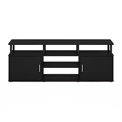 Furinno Jensen Entertainment Center Stand for TV up to 70 Inch, Plastic Pole, Americano/Black - color: Americano/Black