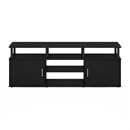 Furinno Jensen Entertainment Center Stand for TV up to 70 Inch, Plastic Pole, Americano/Black - color: Americano/Black