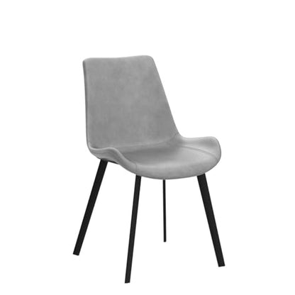 HIPIHOM Dining Chairs Set of 2, Modern Kitchen & Dining Room Chairs, Upholstered Faux Leather Cushion Seat and Sturdy Metal Legs (2 Grey Chairs) - color: Grey Chairs Set of 2