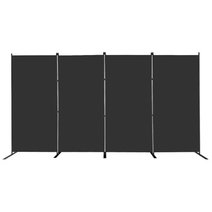 MAYOLIAH 4 Panels Folding Room Divider 6ft Tall Freestanding Privacy Screen | Large & Stable Room Partition w/ Multi Flat Bases as a Temporary Wall at Home Office Studio Garage, Black 136"W*17.7"D*72"H - color: Black, size: 34"-4 Panel-Flat Base