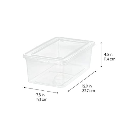 IRIS USA 12-Pack Storage Bins with Lids, 6 Quart - Crystal Clear, Shoe Boxes Stackable Containers Organize Shoes Closet Shelves, Teacher Tools Classroom Organization, Game - BPA-Free Plastic - size: 6 Qt (Pack of 2)