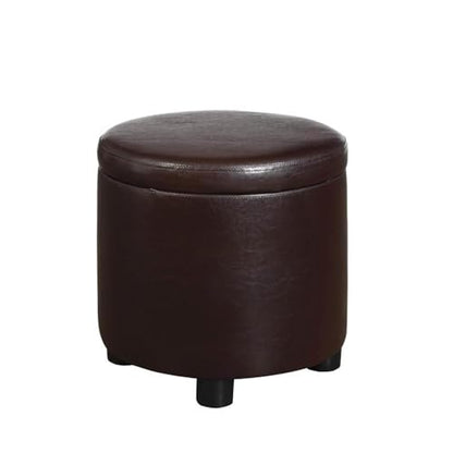 Designs4Comfort Round Accent Storage Ottoman with Reversible Tray Lid - color: Espresso