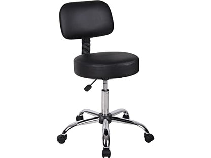 Boss Office Products B245-BK Be Well Medical Spa Stool with Back, Black - color: Black, style: With Back Cushion