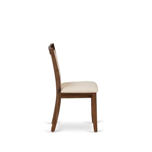 East West Furniture MZCNT32 Monza Parson Chairs - Light Beige Linen Fabric Upholstered Dining Chairs, Set of 2, Antique Walnut - color: Mzcnt32
