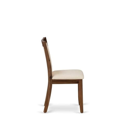 East West Furniture MZCNT32 Monza Parson Chairs - Light Beige Linen Fabric Upholstered Dining Chairs, Set of 2, Antique Walnut - color: Mzcnt32