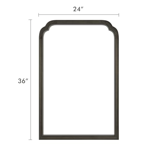 Wooden Framed Wall Mirror, Natural Wood Bathroom Vanity Mirror for Entryway, Living Room or Bedroom Home Decor Vertical or Horizontal Hanging [24" x 36" Black] - color: Black B, size: 36"L x 24"W