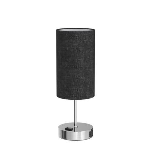 Black Touch Control Table Lamp Set of 2, with 2 USB Charging Ports&AC Outlet, 3-Way Dimmable Bedside Nightstand Lamps with Fabric Lampshade for Reading, Bedroom, Living Room, A19 LED Bulbs Included - color: Black