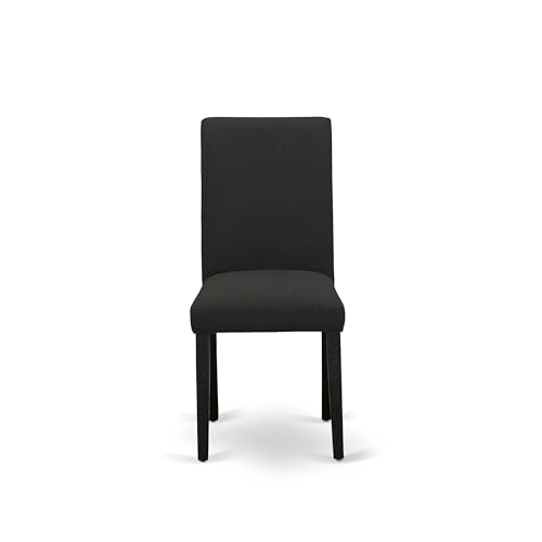 East West Furniture ABP6T24 Abbott Parson Chairs - Black Color Linen Fabric Upholstered Dining Chairs, Set of 2, Wirebrushed Black - color: Abp6t24