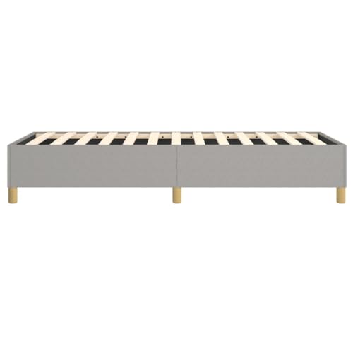 Single Bed Frame, Modern Upholstered Fabric Platform Bed with Sturdy Wooden Slats, Light Grey Twin Size Foundation for Bedroom, Easy Assembly - size: Single