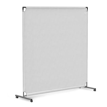 Steel-AID 60-inch Rolling Privacy Room Divider - Freestanding Office Wall Partition with Non See-Through Blackout Screen - Sturdy & Durable Iron Frame - Rolling Wheels - Black, White, Gray & Blue - color: White, size: 60"