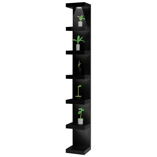 Home Stuf Lack Wall Shelf Unit with Extra Strong Backboard, 7 Tier Vertical Lack Wall Shelves, Column Shelf Organizer & Storage for Bedroom, Living Room Home Decor (Black Brown) - color: Black-brown