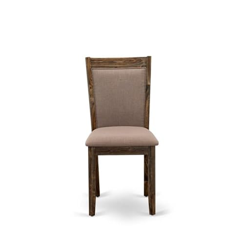East West Furniture MZC7T48 Monza Parson Dining Chairs - Coffee Linen Fabric Padded Chairs, Set of 2, Distressed Jacobean - color: Mzc7t48