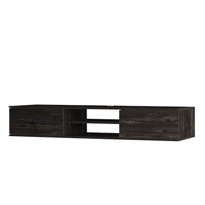 Black Floating TV Stand Under TV Shelf, Wall Mounted Shelf, Modern Floating Entertainment Center, 71" Large Storage Media Console Wall Unit for Living Room,Bedroom (Black Oak) - color: Black Oak