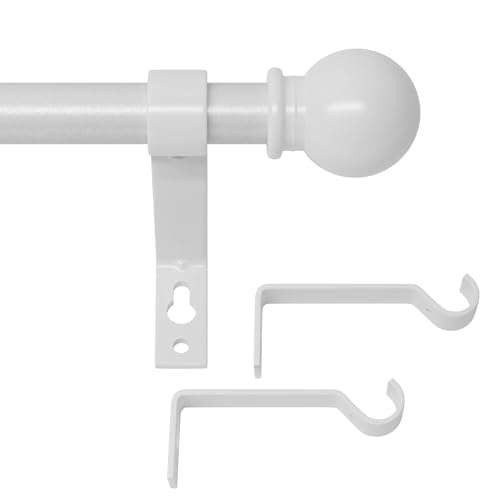 White Curtain Rods for Windows 48 to 88, Heavy Duty 5/8 Diameter Drape Rod Set, Decorative Standard Drapery Rod for Bedroom, Living Room, Adjustable 48 to 84 inch Metal Curtain Pole Easy Install - color: White, size: 48 to 88 inch