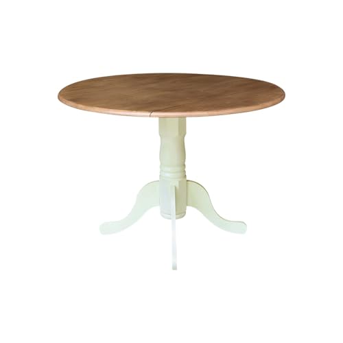 IC International Concepts 42" Round Dual Drop Leaf Pedestal Dining Table - color: Hickory/Shell