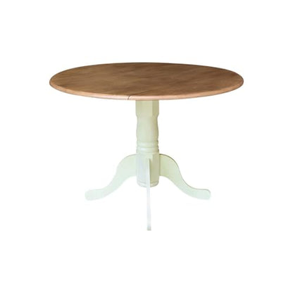 IC International Concepts 42" Round Dual Drop Leaf Pedestal Dining Table - color: Hickory/Shell