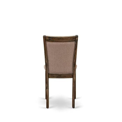 East West Furniture MZC7T16 Monza Parson Dining Chairs - Dark Khaki Linen Fabric Padded Chairs, Set of 2, Distressed Jacobean - color: Mzc7t16