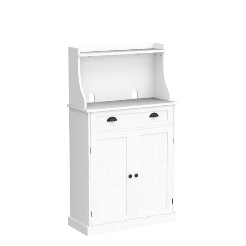 ARTPOWER 54" Kitchen Microwave Cabinet/Stand with Storage and Drawers, Pantry Storage Cabinet with Hutch & Adjustable Shelves for Kitchen, Dining Room, Living Room, Hallway in White - color: White