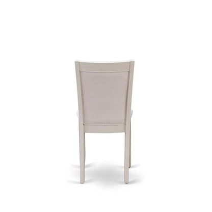 East West Furniture MZC0T01 Monza Parson Dining Chairs - Cream Linen Fabric Upholstered Chairs, Set of 2, Wirebrushed Linen White - color: Mzc0t01