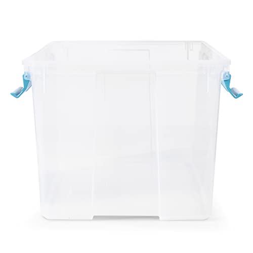 Sterilite 54 Qt Gasket Box, Stackable Storage Bin with Latching Lid and Tight Seal, Plastic Container to Organize Basement, Clear Base and Lid, 1-Pack - size: 54 Quart, style: 1 Pack