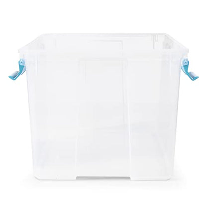 Sterilite 54 Qt Gasket Box, Stackable Storage Bin with Latching Lid and Tight Seal, Plastic Container to Organize Basement, Clear Base and Lid, 1-Pack - size: 54 Quart, style: 1 Pack