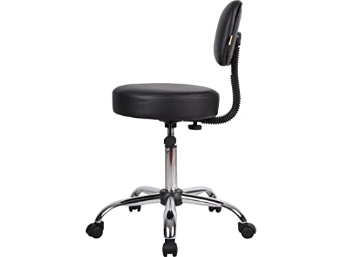 Boss Office Products B245-BK Be Well Medical Spa Stool with Back, Black - color: Black, style: With Back Cushion