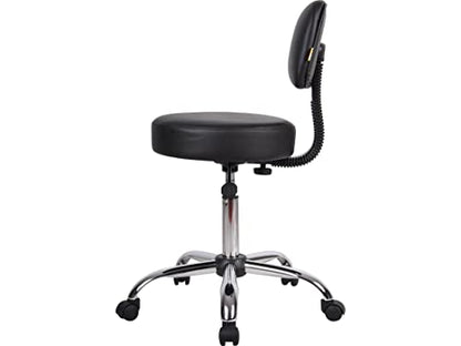Boss Office Products B245-BK Be Well Medical Spa Stool with Back, Black - color: Black, style: With Back Cushion