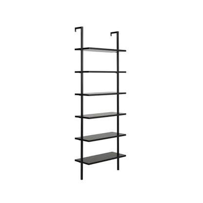 Nathan James Theo 6-Shelf Tall Bookcase, Wall Mount Bookshelf Wood Shelves and Metal Frame, Matte Black - color: Black, size: 1