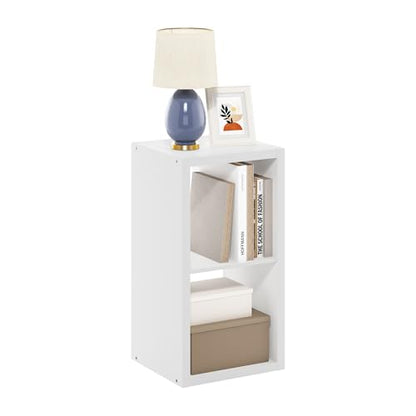 2-Cube Bookshelf, Cubicle Shelf Bookcase with Open Back, Position Reversible Book Shelf, 15 x 16 x 30, for Home Office, Living Room, White - color: White, size: 2 Tier