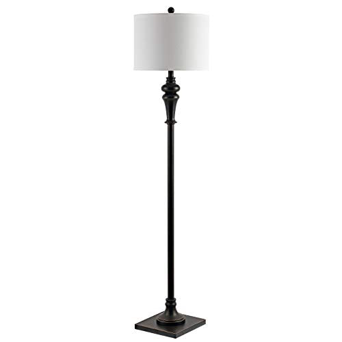 SAFAVIEH Lighting - Norla 61-Inch Standing Floor Lamp - Black - Fabric Drum Shade - Traditional Slim-Pole Design - Ideal for Living Room, Bedroom, Home Office - LED Bulb Included (FLL4082A) - color: Black