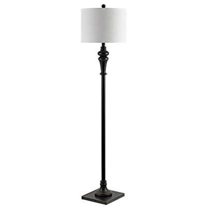 SAFAVIEH Lighting - Norla 61-Inch Standing Floor Lamp - Black - Fabric Drum Shade - Traditional Slim-Pole Design - Ideal for Living Room, Bedroom, Home Office - LED Bulb Included (FLL4082A) - color: Black