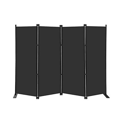 MAYOLIAH 4 Panel Room Divider 6Ft Tall Indoor Foldable Privacy Screen wall | Great office division, indoor family wall partition room separator. Suitable for home office studio, garage, hospital etc - color: Black, size: 4 Panel