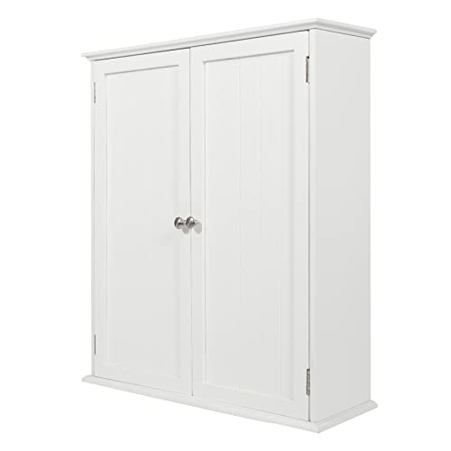 Wall Mount Bathroom Storage Cabinet, Large White Bathroom Cabinet with Doors and Adjustable Shelves, Wall Cabinet for Bathroom Above Toilet, Medicine Cabinet Wall Mounted, Wood