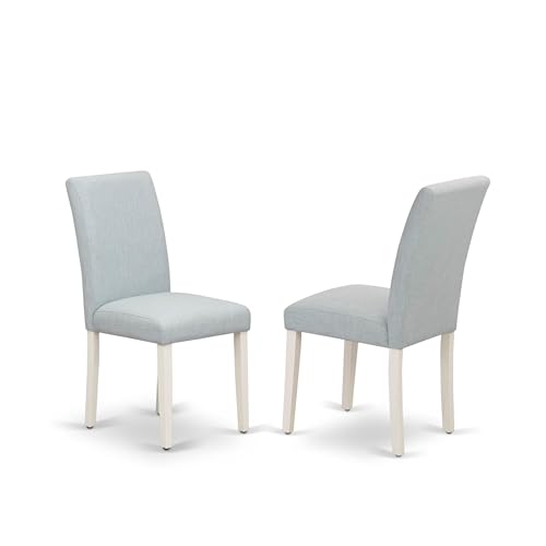 East West Furniture ABP0T15 Abbott Parson Dining Chairs - Baby Blue Linen Fabric Upholstered Chairs, Set of 2, Linen White - color: Abp0t15