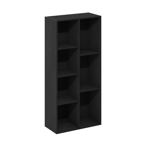 Furinno LUDER Book Shelf, 7-Cube Bookshelf, Bookcase with Open Shelves, 9.4 x 19.5 x 41.7, Easy Assembly, for Living Room, Bedroom, Home Office, Blackwood - color: Blackwood, size: 7-Cube