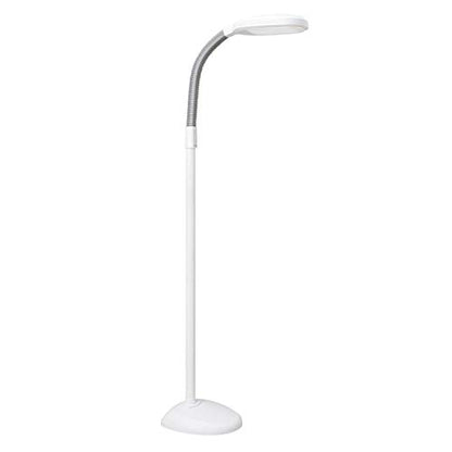 Verilux SmartLight Full Spectrum LED Modern Floor Lamp with Adjustable Brightness, Flexible Gooseneck and Easy Controls - Reduces Eye Strain and Fatigue - Ideal for Reading, Artists, Craft (White) - color: White