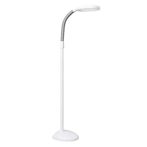 Verilux SmartLight Full Spectrum LED Modern Floor Lamp with Adjustable Brightness, Flexible Gooseneck and Easy Controls - Reduces Eye Strain and Fatigue - Ideal for Reading, Artists, Craft (White) - color: White