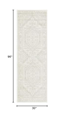 SAFAVIEH Adirondack Collection Runner Rug - 2'6" x 8', Sage & Ivory, Oriental Medallion Design, Non-Shedding & Easy to Clean, Ideal for Ideal for Hallway, Foyer, Kitchen, Entryway, Bedroom (ADR108W) - color: Sage/Ivory, size: 2'6" x 8' (Runner)