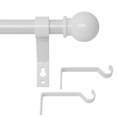 White Curtain Rods for Windows 30 to 62 inch, Splicing Adjustable 5/8 Diameter Curtain Rod Set, Decorative Standard Drapery Rod for Living Room, Heavy Duty Metal Curtain Pole, Easy Install - White - color: White, size: 30 to 62 inch