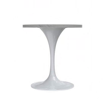 LeisureMod Verve Modern Round Dining Table,Tabletop with Pedestal Base, Contemporary Kitchen & Dining Room Table, Mid-Century Breakfast Nook Table (White Base, White Resin) - color: White Resin, size: 27 inch Wide