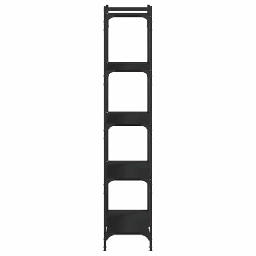 5-Tier Industrial Bookcase, 60.6 Inch Tall Bookshelf with Height Adjustable Shelves and Metal Frame, Matte Black Engineered Wood Shelving Unit for Living Room and Office - color: Black, size: 5-Tier