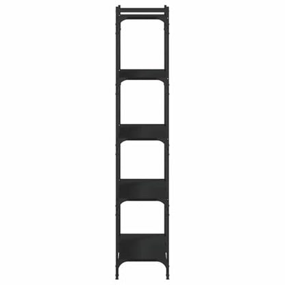 5-Tier Industrial Bookcase, 60.6 Inch Tall Bookshelf with Height Adjustable Shelves and Metal Frame, Matte Black Engineered Wood Shelving Unit for Living Room and Office - color: Black, size: 5-Tier