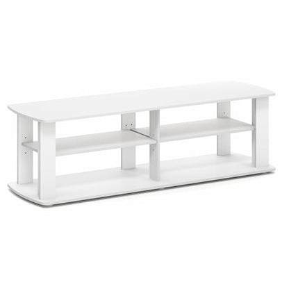 Furinno Nelly TV Stand, 3-Tier Entertainment Center with Open Shelves Storage, TV Console for TV up to 50 Inch, Soft Edges, for Living Room, Bedroom, White - color: White