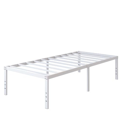 DiaOutro 18 Inch White Twin XL Bed Frame Heavy Duty Metal Platform | Steel Slats Platform No Box Spring Needed Mattress Foundation, Easy Assembly, Noise Free - size: Twin XL, style: 18 Inch (White)
