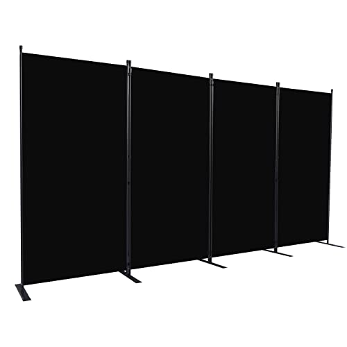 Room Divider, 4 Panel Folding Privacy Screens with Wider Feet, Black | 136" W X 71" H Room Divider Panel, Stable Frame Structure, Flexible Space Separator, Portable wall divider for Room Partition - color: Black, size: 34"- 4 Panel