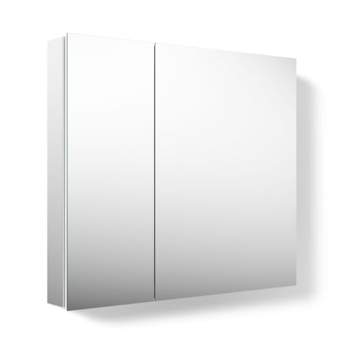 Kohler 55064-NA Embark Slim Medicine Cabinet Mirror, Adjustable Shelves with Mirrored Doors, 30 in. W x 26 in. H - size: 30 in. x 26 in., style: Flat Edge
